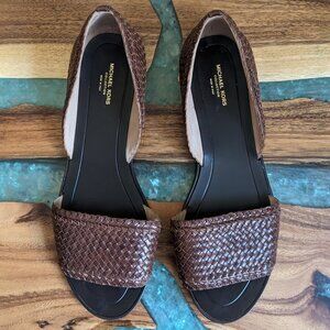 Michael Kors Collection Leather Woven Flats
